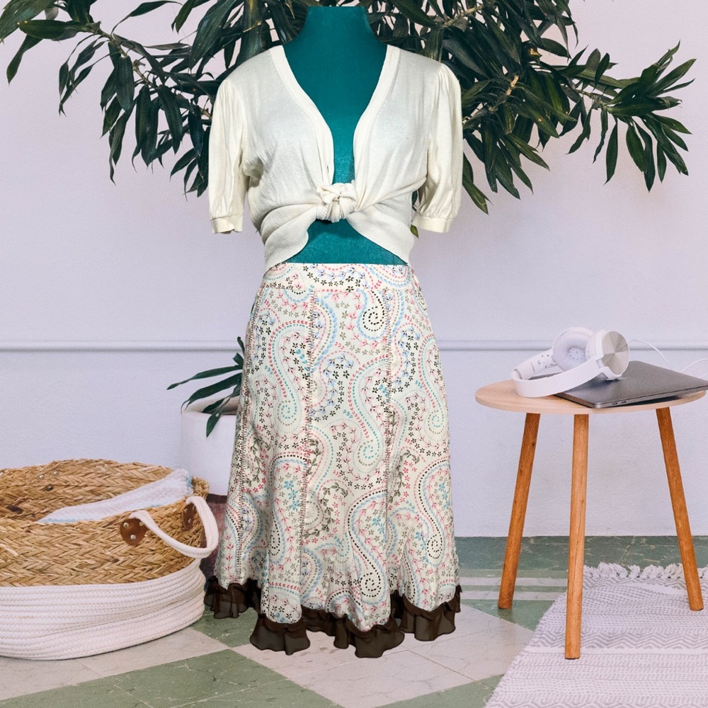 Vintage Y2K Ruffle Midi Skirt